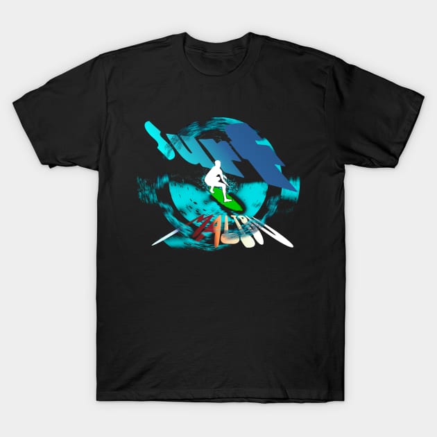 Surf Malibu Abstract Surfer T-Shirt by KZK101